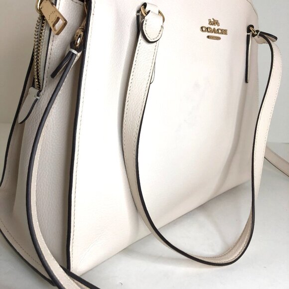 Coach Handbags - Coach Tatum Large Leather Carryall Tote Shoulder Bag Chalk (Cream) AUTHENTICATED